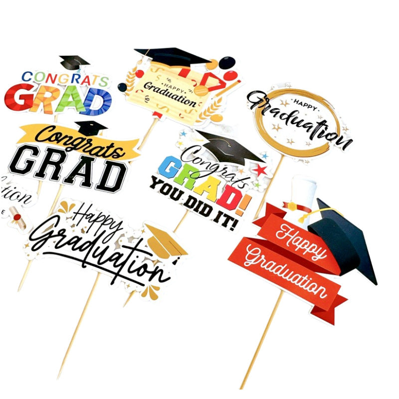 Class of 2025 Fruit Celebration Toppers | Colorful Insert Picks for Graduation Cakes & Desserts, Playful Food Decor for Student Parties, Photo-Ready Graduation Treat Accents