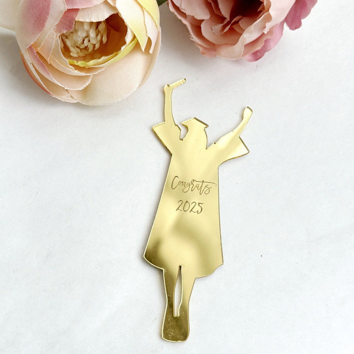 Classic Graduation Cake Toppers | Gold-Foiled Congratulations Inserts with Academic Motifs, Reusable Decor for Graduation Ceremonies & Honor Celebrations, Formal Dessert Table Accents