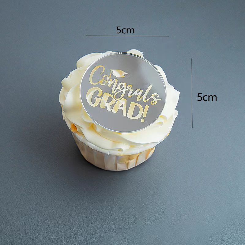 Classic Graduation Cake Toppers | Gold-Foiled Congratulations Inserts with Academic Motifs, Reusable Decor for Graduation Ceremonies & Honor Celebrations, Formal Dessert Table Accents