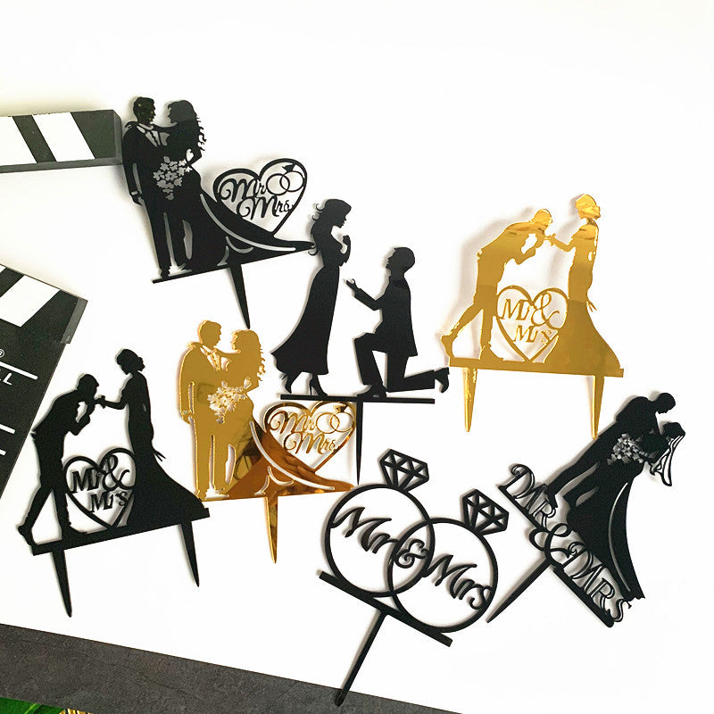 Mr and Mrs Cake Toppers Bride and Groom Sign Wedding Acrylic Cupcake Topper Happy Birthday Cake Topper Engagement Cake Toppers Decorations for Various Birthday Party Anniversary – New