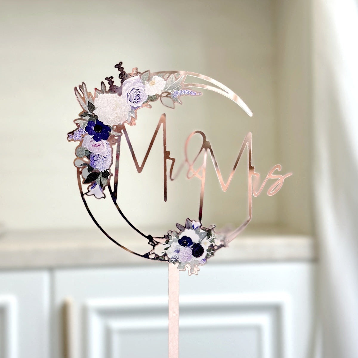 Mr & Mrs Cake Topper - Wooden Leaves Wreath Wedding Cake Toppers Bride and Groom Party Cake Decorations Supplies