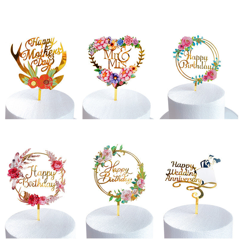 Birthday cake decorations，Wedding Party,Cake Topper Cake Decorations for Birthday, Topper Suitable for Family Birthday, Wedding Party, Anniversary Decoration