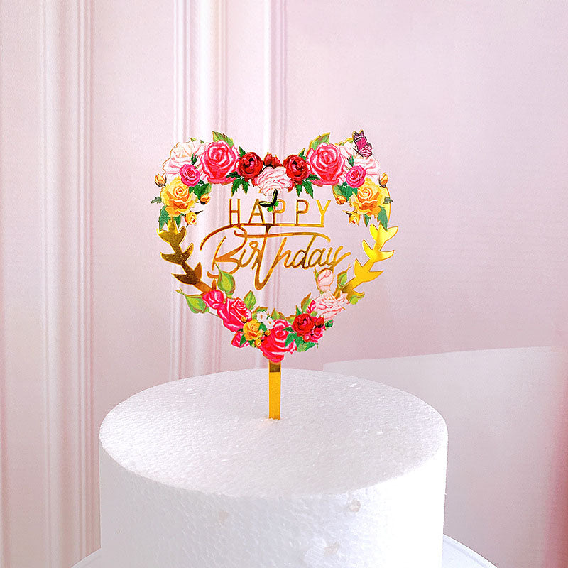 Birthday cake decorations，Wedding Party,Cake Topper Cake Decorations for Birthday, Topper Suitable for Family Birthday, Wedding Party, Anniversary Decoration