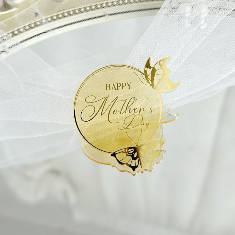 New Style Round Butterfly Acrylic Cake Toppers for Happy Birthday Anniversary Cupcake Decorations Ins Air
