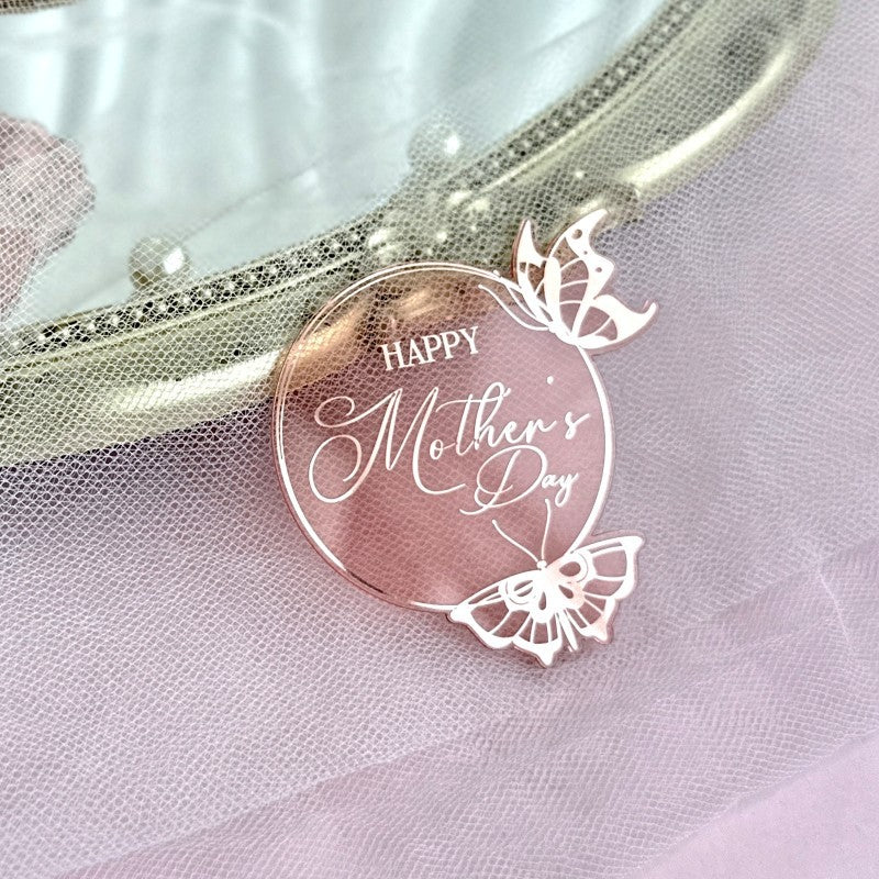 New Style Round Butterfly Acrylic Cake Toppers for Happy Birthday Anniversary Cupcake Decorations Ins Air