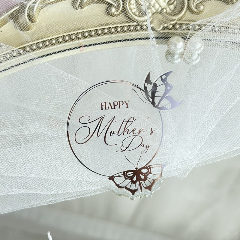 New Style Round Butterfly Acrylic Cake Toppers for Happy Birthday Anniversary Cupcake Decorations Ins Air