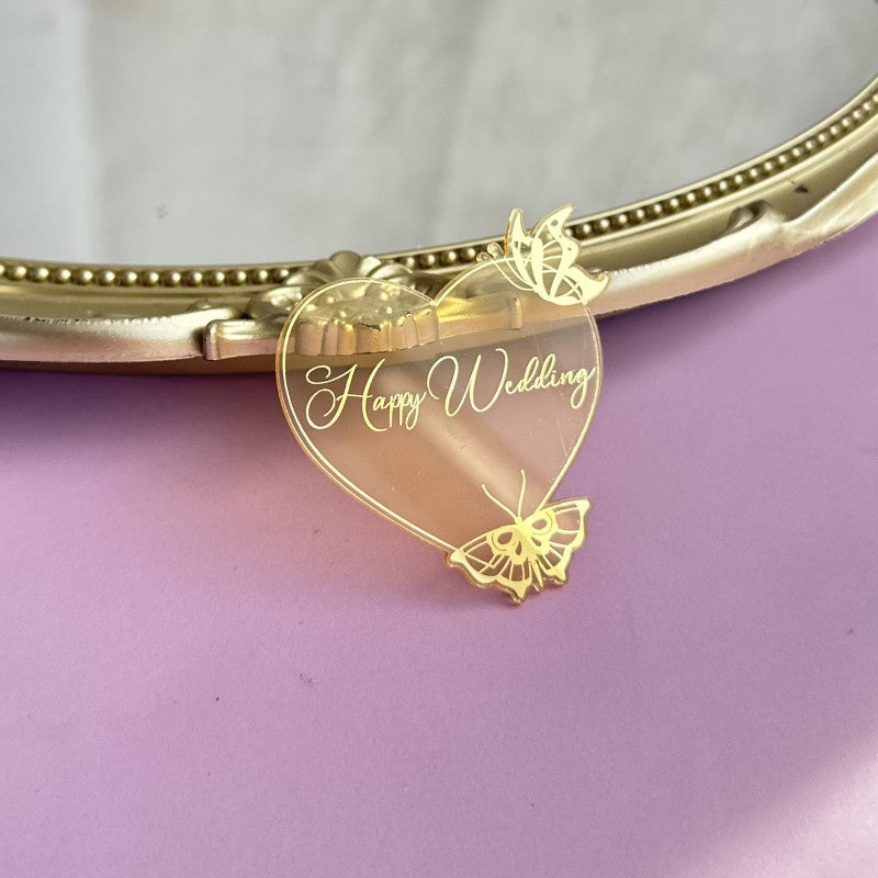 New Style Round Butterfly Acrylic Cake Toppers for Happy Birthday Anniversary Cupcake Decorations Ins Air