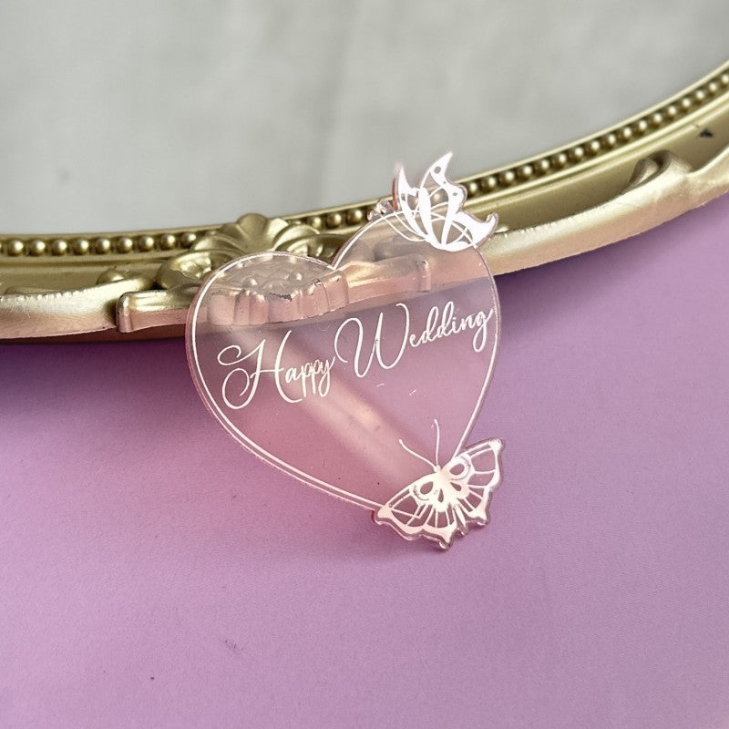 New Style Round Butterfly Acrylic Cake Toppers for Happy Birthday Anniversary Cupcake Decorations Ins Air