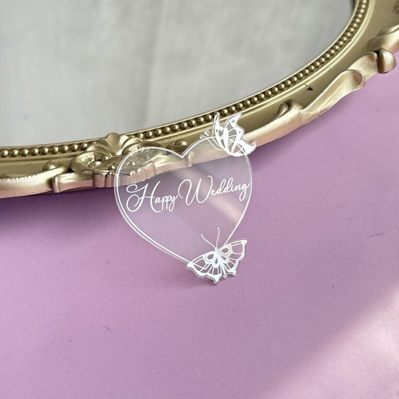 New Style Round Butterfly Acrylic Cake Toppers for Happy Birthday Anniversary Cupcake Decorations Ins Air