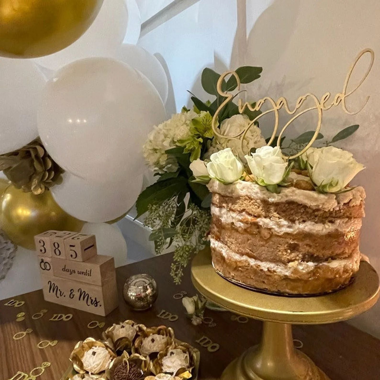 28 pcs It Was Always You Cake Topper for Wedding Bride And Groom Personalized Cake Toppers Mr & Mrs Wedding Cake Toppers Personalized Initials Wedding Cake Topper with Date Wood Brown Cake Topper