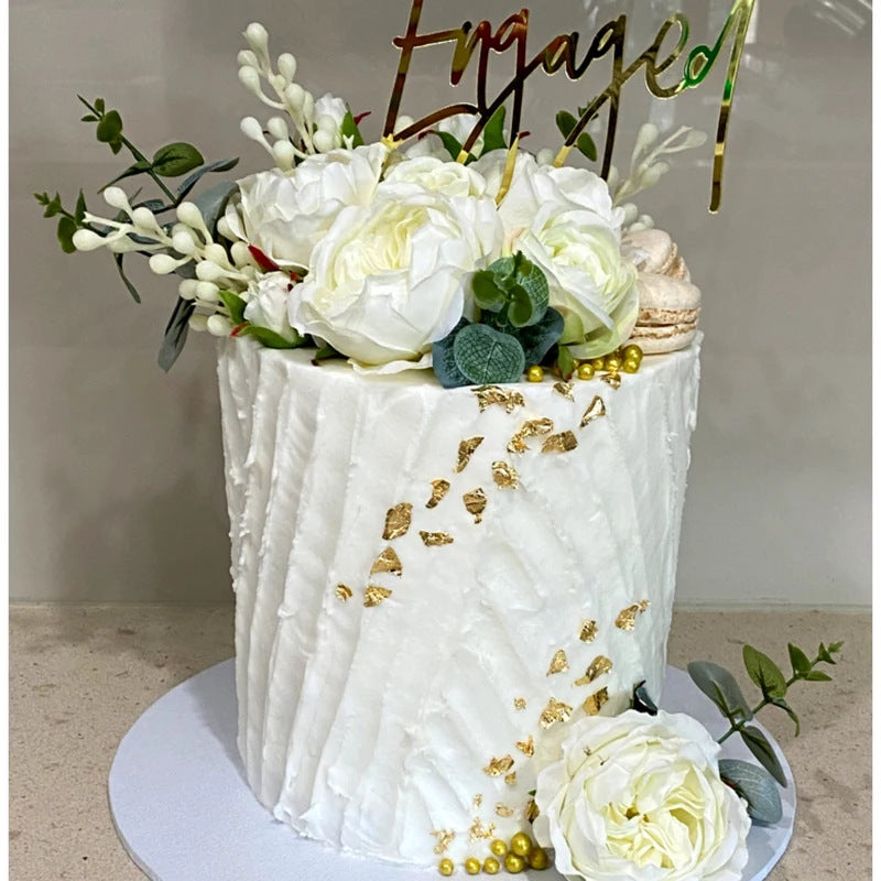 28 pcs It Was Always You Cake Topper for Wedding Bride And Groom Personalized Cake Toppers Mr & Mrs Wedding Cake Toppers Personalized Initials Wedding Cake Topper with Date Wood Brown Cake Topper