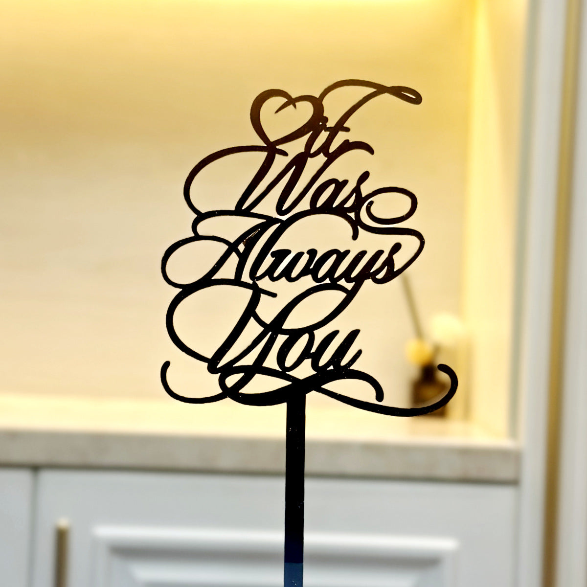 28 pcs It Was Always You Cake Topper for Wedding Bride And Groom Personalized Cake Toppers Mr & Mrs Wedding Cake Toppers Personalized Initials Wedding Cake Topper with Date Wood Brown Cake Topper