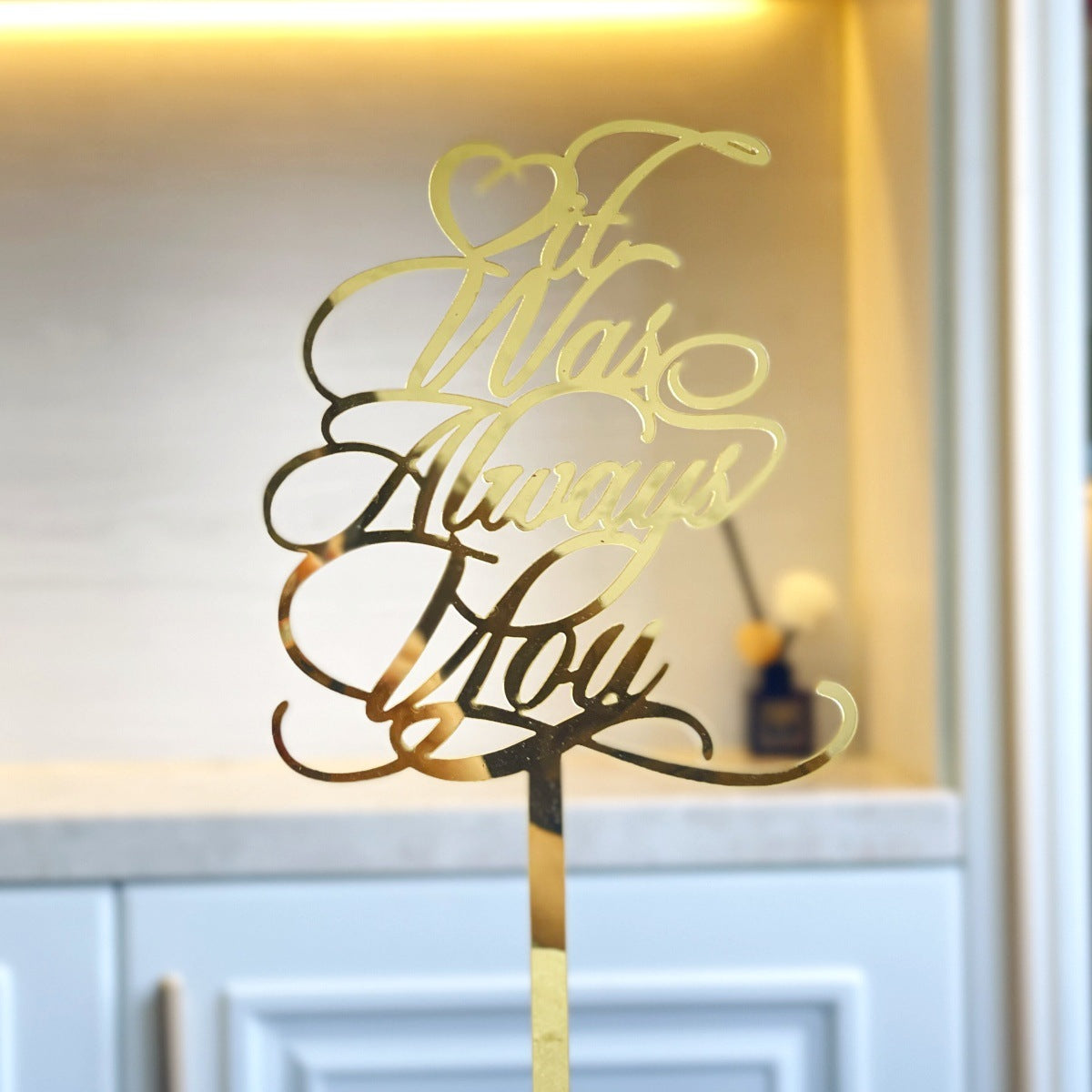 28 pcs It Was Always You Cake Topper for Wedding Bride And Groom Personalized Cake Toppers Mr & Mrs Wedding Cake Toppers Personalized Initials Wedding Cake Topper with Date Wood Brown Cake Topper