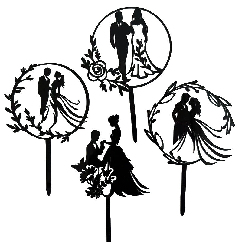 5pcs Acrylic Mr & Mrs Wedding Cake Topper Engagement Cake Decorations Sweet Couple Bride and Groom Cake Topper