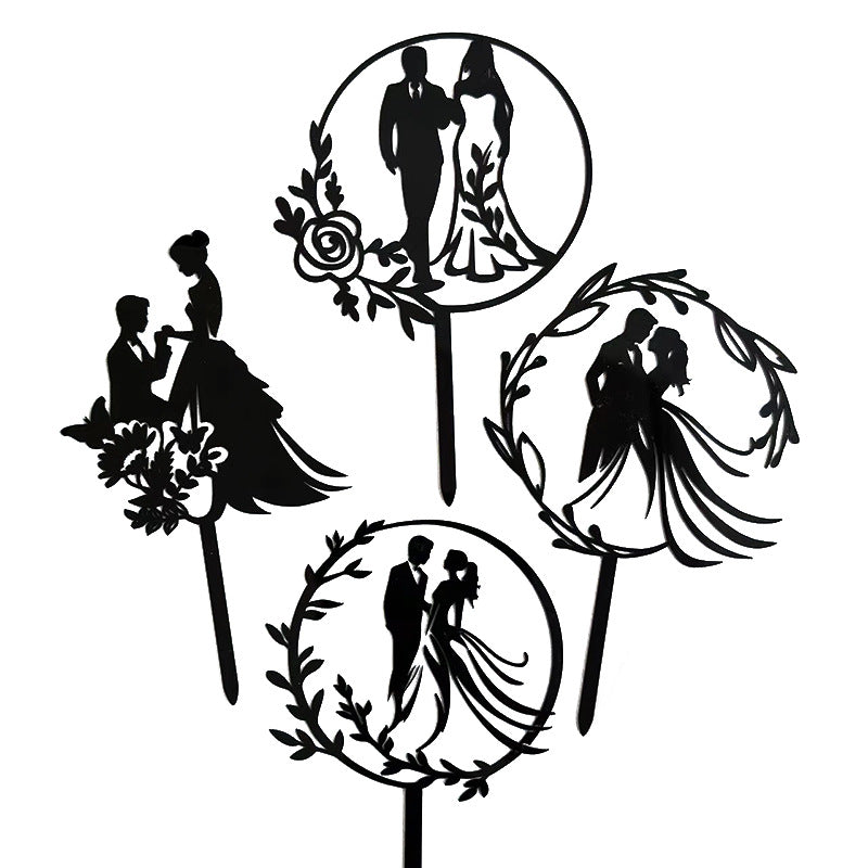 5pcs Acrylic Mr & Mrs Wedding Cake Topper Engagement Cake Decorations Sweet Couple Bride and Groom Cake Topper