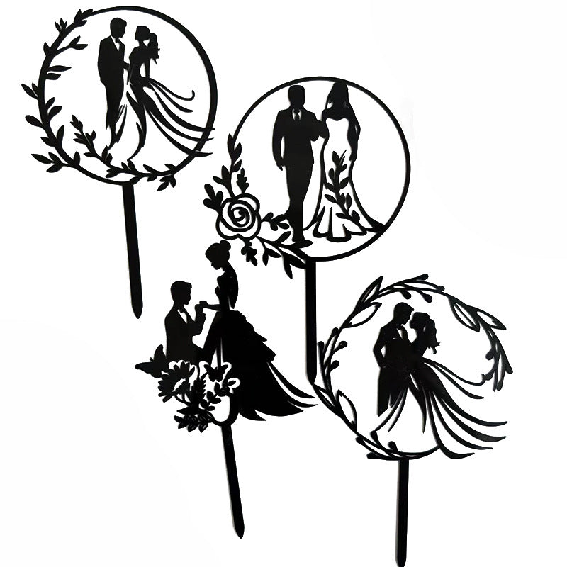 5pcs Acrylic Mr & Mrs Wedding Cake Topper Engagement Cake Decorations Sweet Couple Bride and Groom Cake Topper