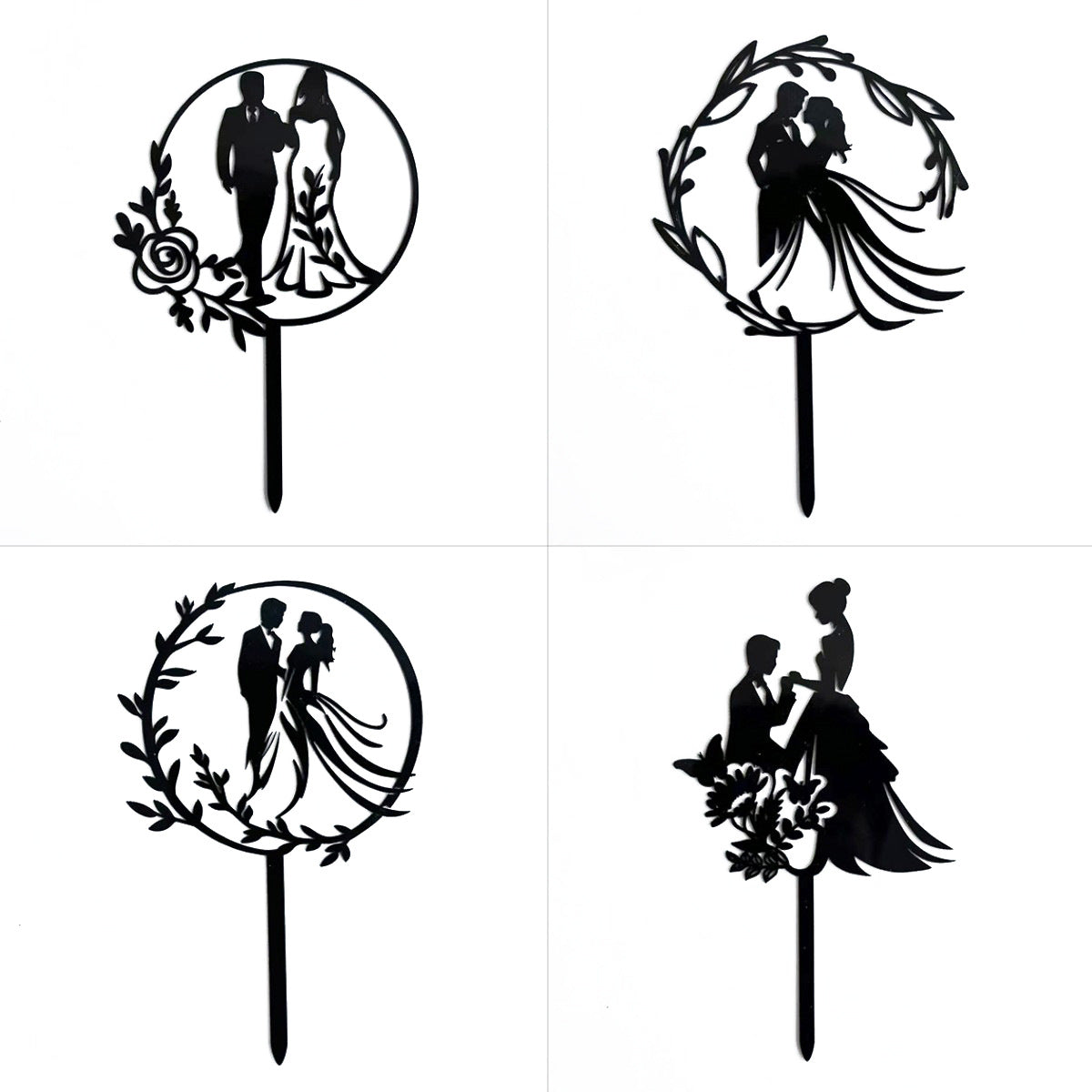 5pcs Acrylic Mr & Mrs Wedding Cake Topper Engagement Cake Decorations Sweet Couple Bride and Groom Cake Topper