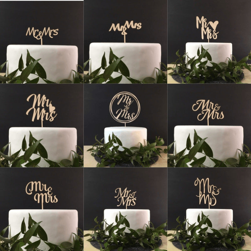 Wooden Mr and Mrs Cake Topper Wedding Cake Toppers Custom Cake Topper Gift Decoration Engaged Foam Ring Finger | Bride To Be Bridesmaid Favors Bridal Shower Engagement Party