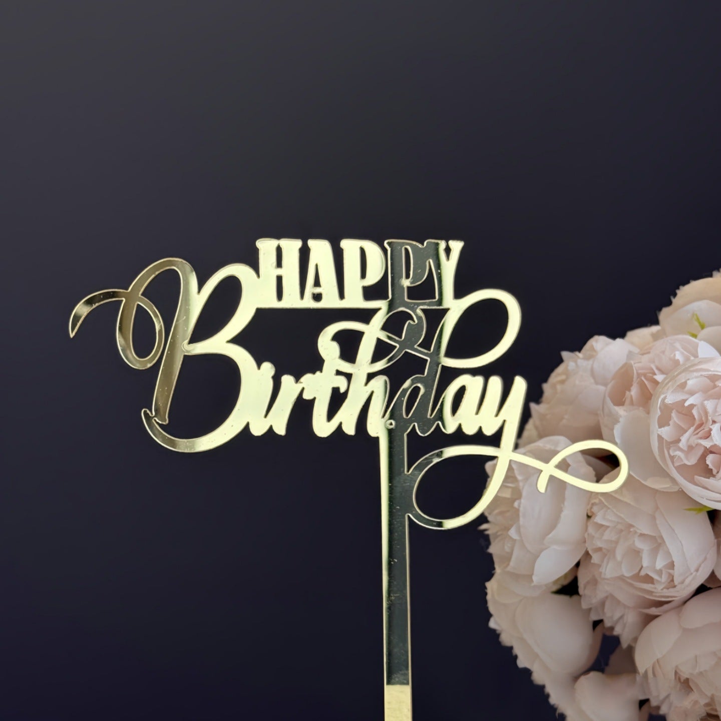 Basic Birthday Cake Topper | Simple Gold/Silver Acrylic Number or Word Toppers, Dishwasher Safe & Reusable, No-Fuss Birthday Party Essentials