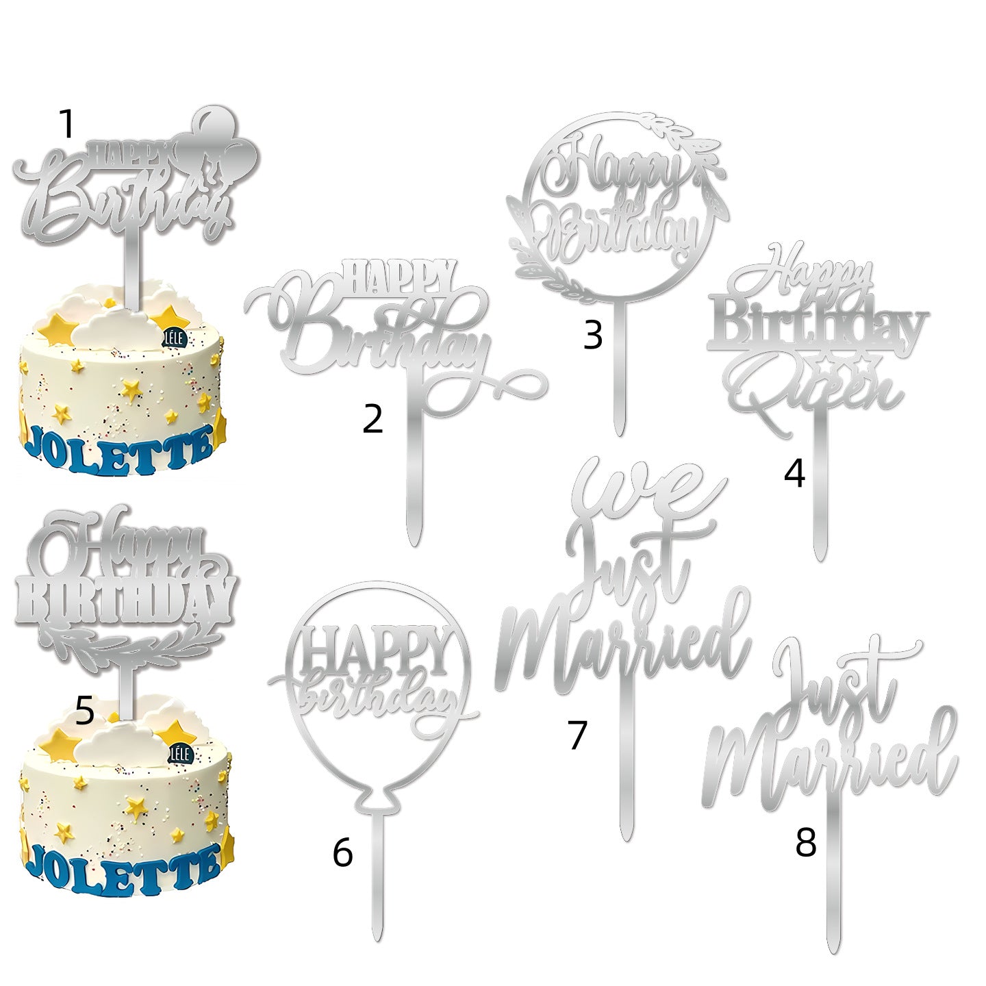 Basic Birthday Cake Topper | Simple Gold/Silver Acrylic Number or Word Toppers, Dishwasher Safe & Reusable, No-Fuss Birthday Party Essentials