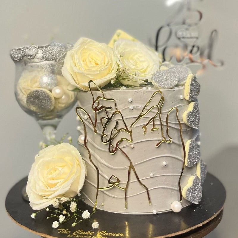 4pcs Romantic Proposal Cake Topper - Wedding Acrylic Side Decor for Couples