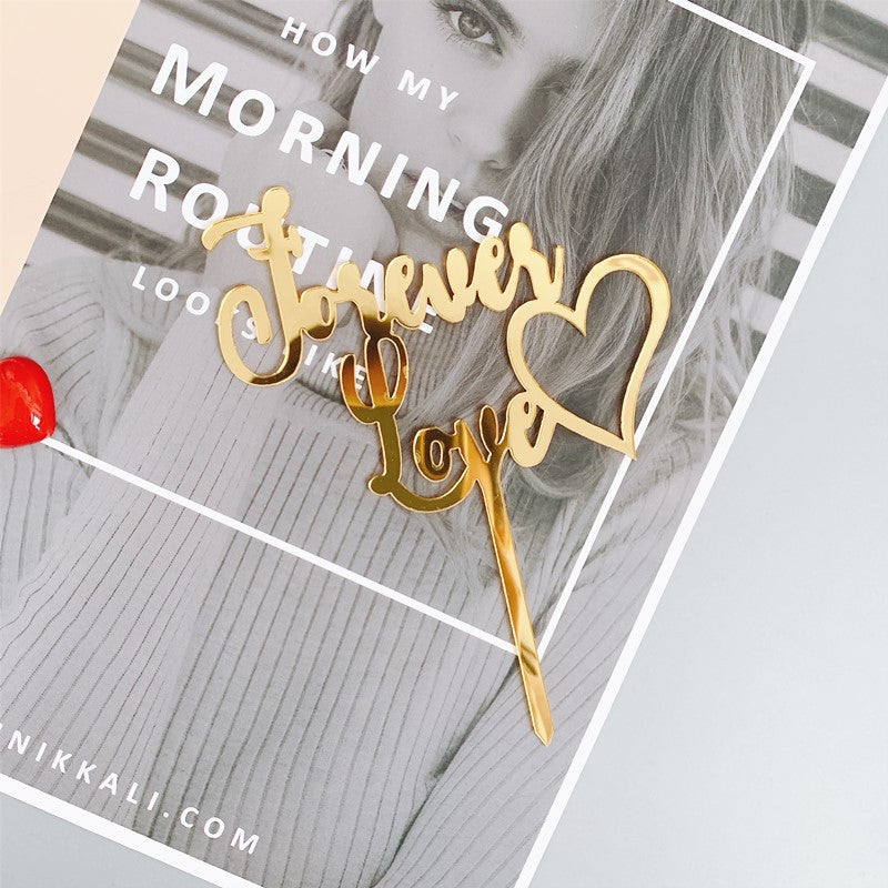 4pcs Forever Love Acrylic Cake Topper – Valentine’s Wedding & Proposal Cake Decor