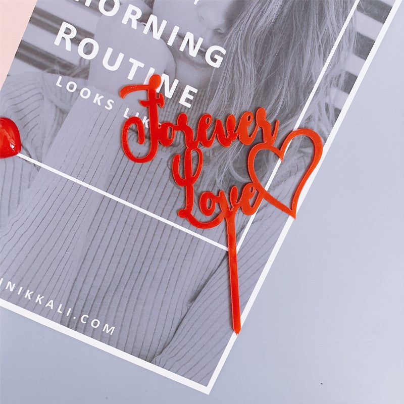 4pcs Forever Love Acrylic Cake Topper – Valentine’s Wedding & Proposal Cake Decor