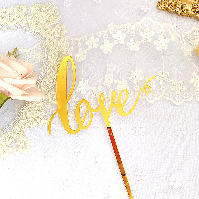 Love Wedding Cake Topper, Metal Alloy Anniversary Bridal Shower Engagement Parties Decoration Gift Ideas, Gold