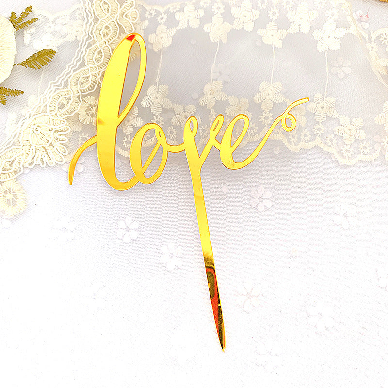 Love Wedding Cake Topper, Metal Alloy Anniversary Bridal Shower Engagement Parties Decoration Gift Ideas, Gold