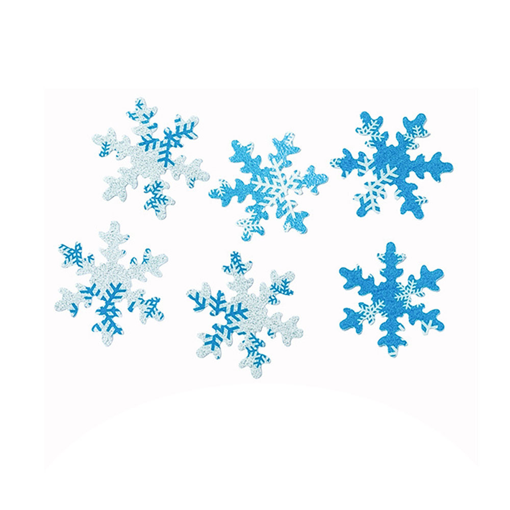 Frozen Wonderland Cake Decor | 50-Pack Mixed Color Edible Snowflakes for Themed Parties, Movie-Inspired Winter Dessert Toppers, Enchanted Ice Palace Decorating Kit