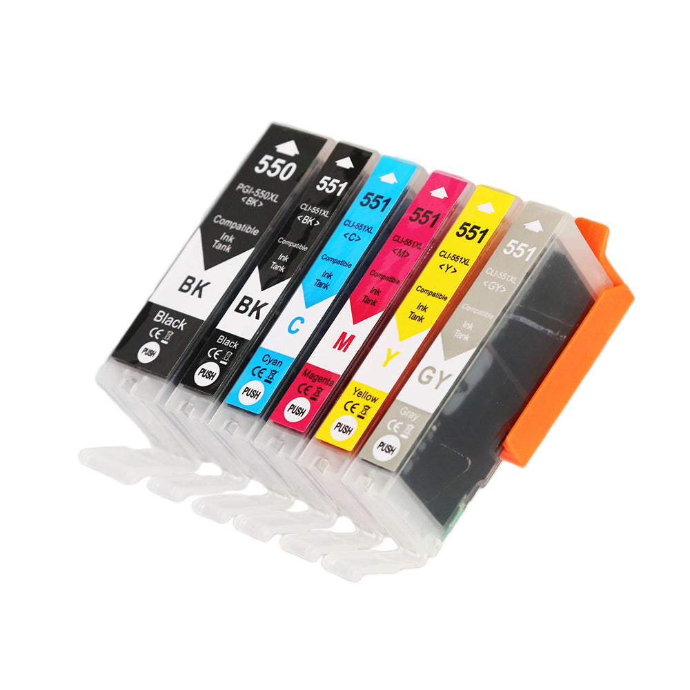 PGI-550XL/CLI-551XL Ink Cartridges Replacement for Canon PGI550XL CLI551XL PGI-550 CLI-551 Ink Cartridge Combo Pack Work for Canon Pixma MG5450 MG5550 Printers