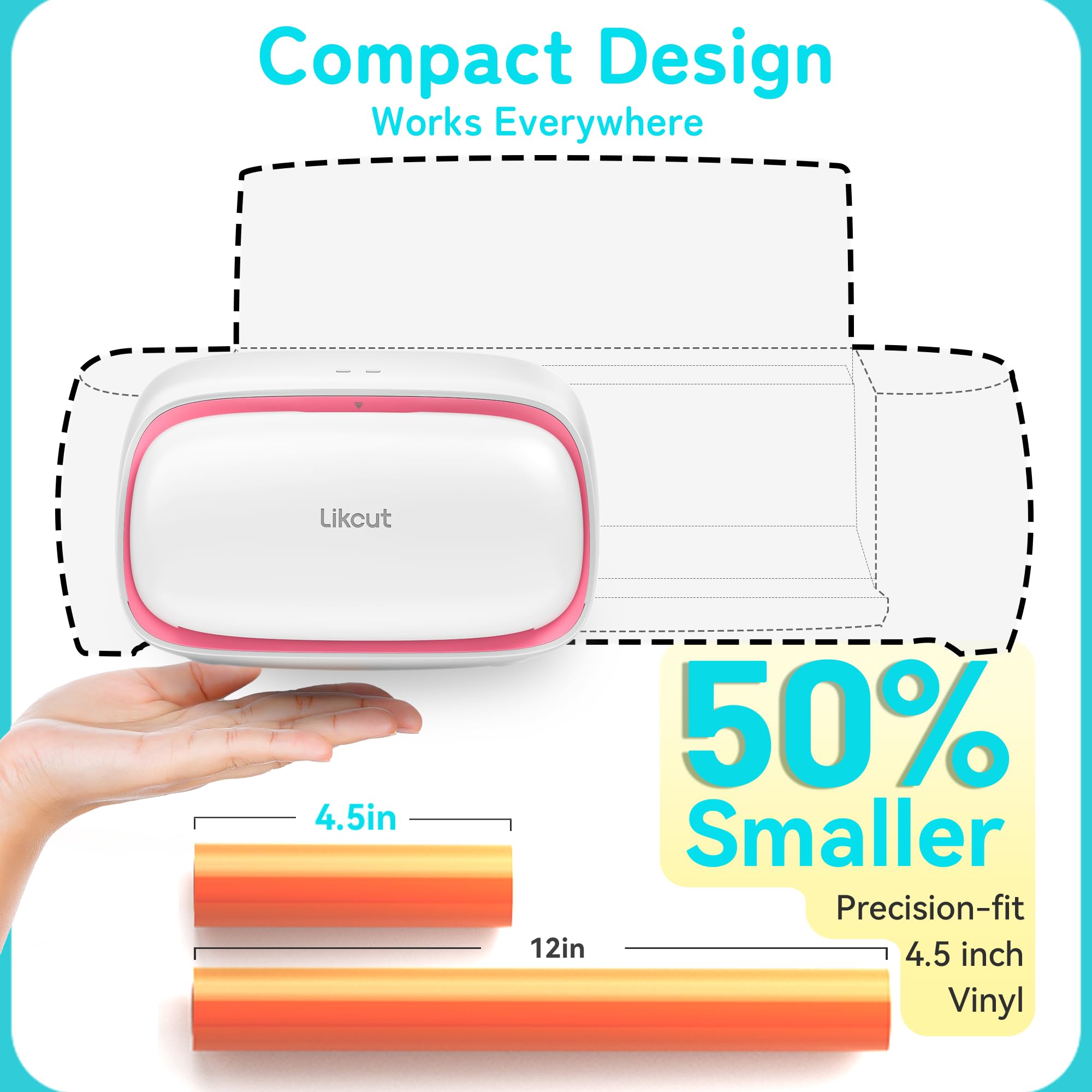 Vinyl Cutter Machine, Upgrade Cutting Machine Glee S501 for DIY Joy, Portable Smart Cutting Tool for Crafter, Sticker Decal Maker Printing for Family & School Fun Projects and Decorations, Pink