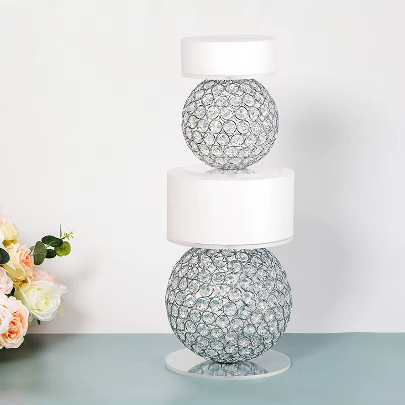 Crystal Wedding Cake Stand Set with Round Separators - 3-Tier Centerpiece