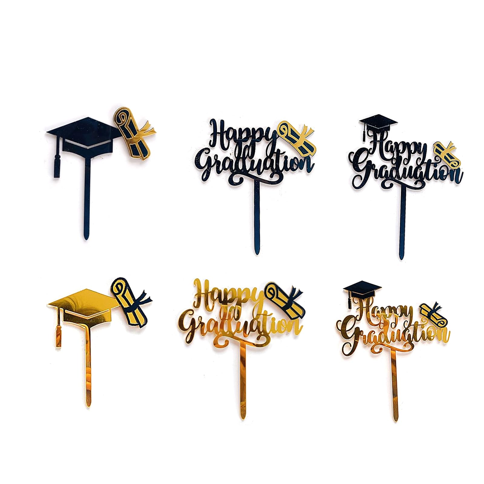 Class of 2026 Graduation Cake Toppers | Acrylic Cake Decor with Adjustable Centerpiece Sticks, High School & College Celebration Party Supplies