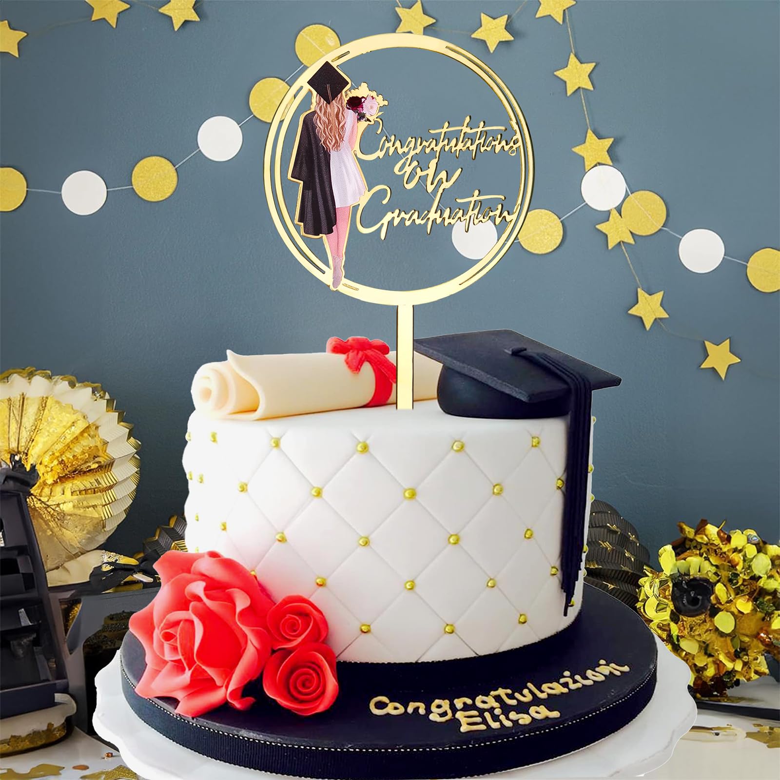 Congratulations 2026 Graduation Topper | Class of 2026 Cake Decor for High School & College Parties, Grad Celebration Cake Decoration