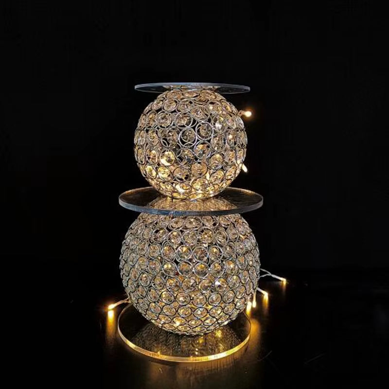 Crystal Wedding Cake Stand Set with Round Separators - 3-Tier Centerpiece