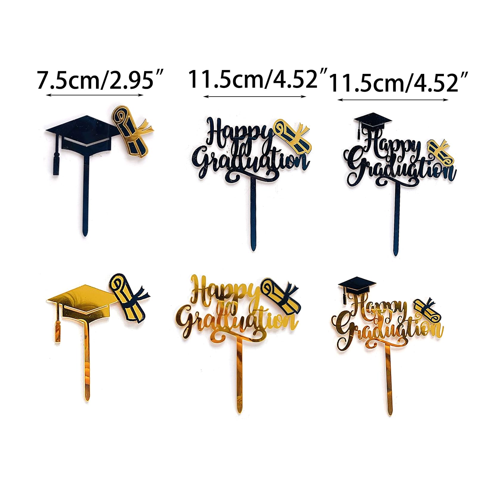Class of 2026 Graduation Cake Toppers | Acrylic Cake Decor with Adjustable Centerpiece Sticks, High School & College Celebration Party Supplies