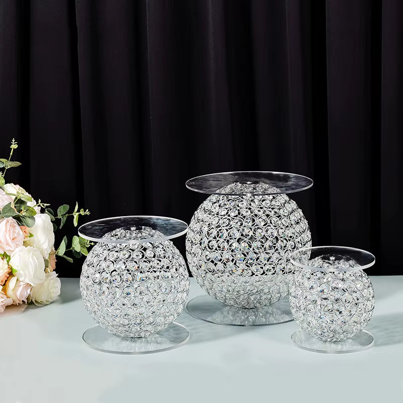 Crystal Wedding Cake Stand Set with Round Separators - 3-Tier Centerpiece