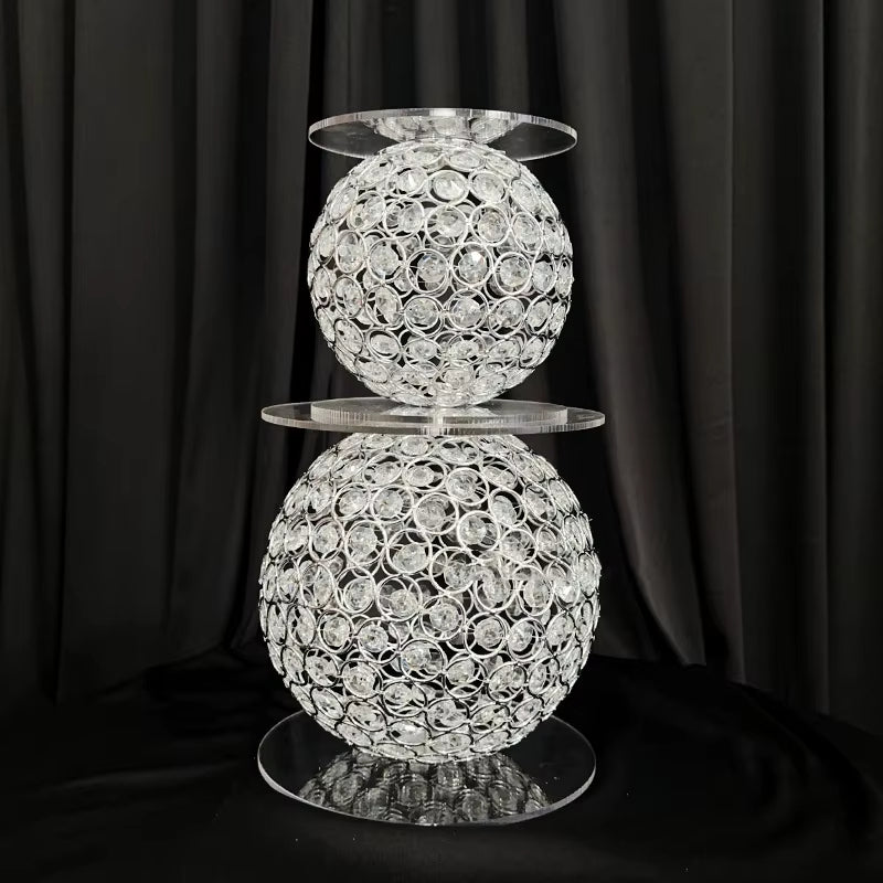 Crystal Wedding Cake Stand Set with Round Separators - 3-Tier Centerpiece