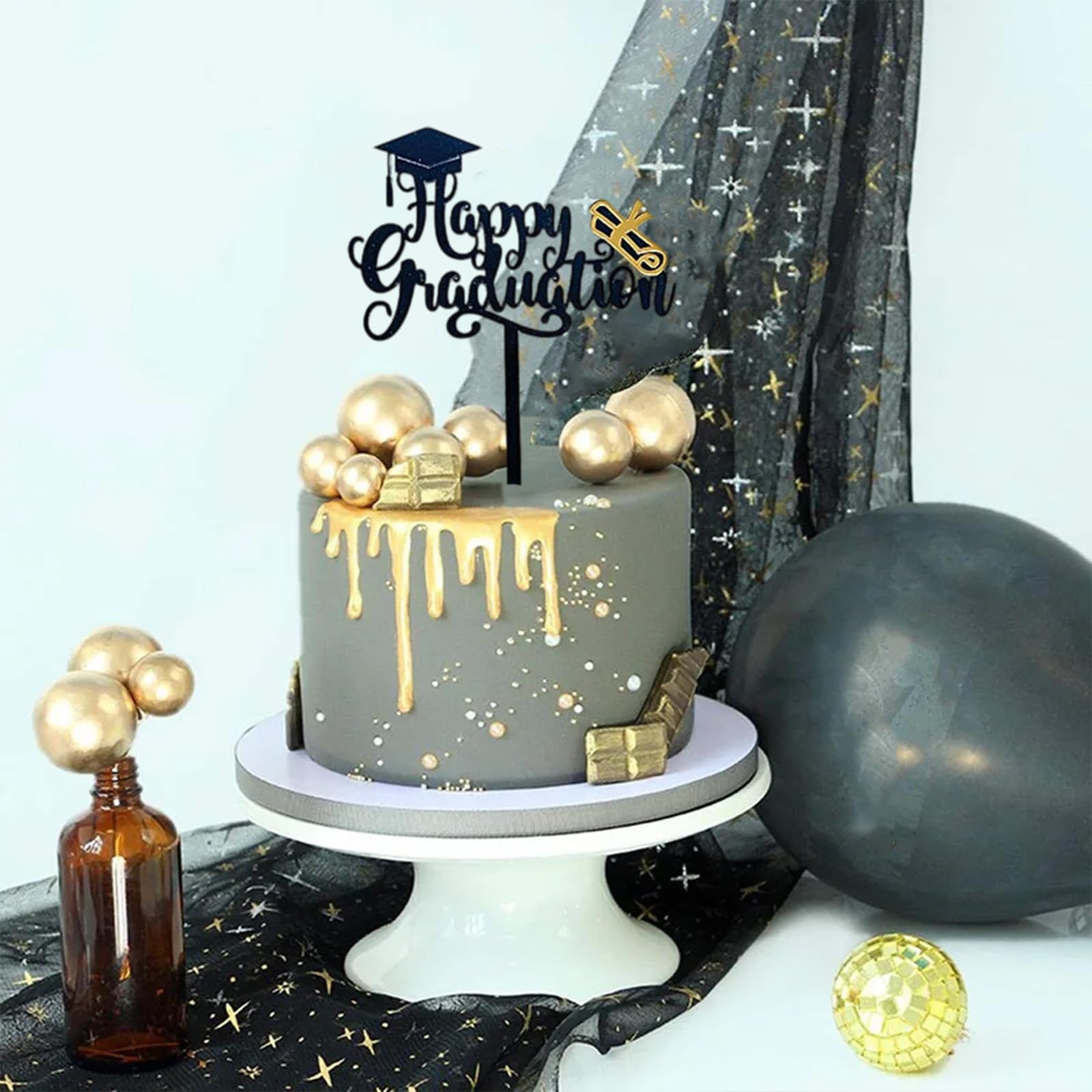 Class of 2026 Graduation Cake Toppers | Acrylic Cake Decor with Adjustable Centerpiece Sticks, High School & College Celebration Party Supplies