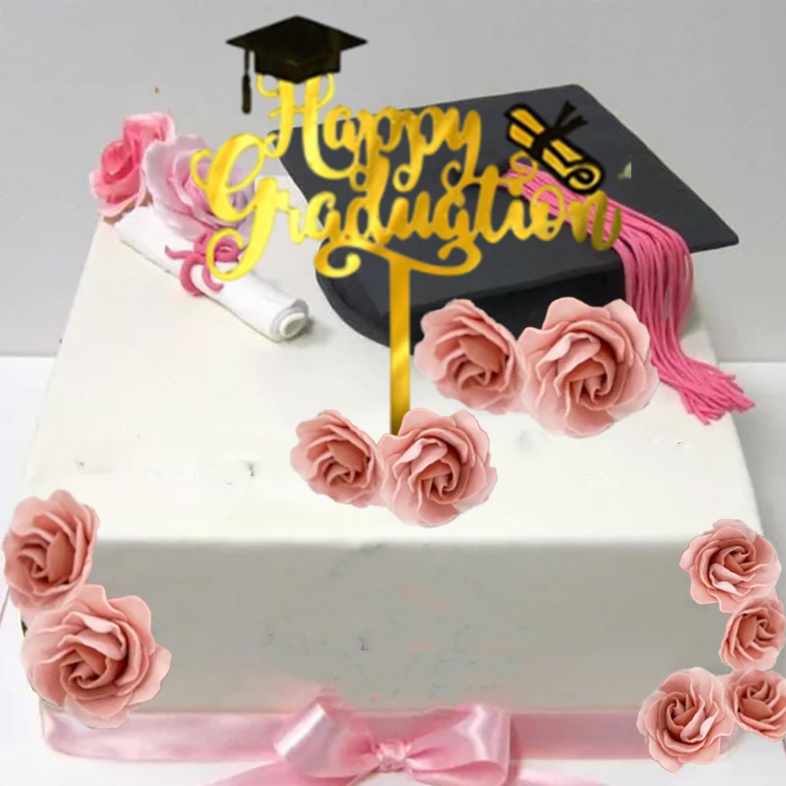 Class of 2026 Graduation Cake Toppers | Acrylic Cake Decor with Adjustable Centerpiece Sticks, High School & College Celebration Party Supplies
