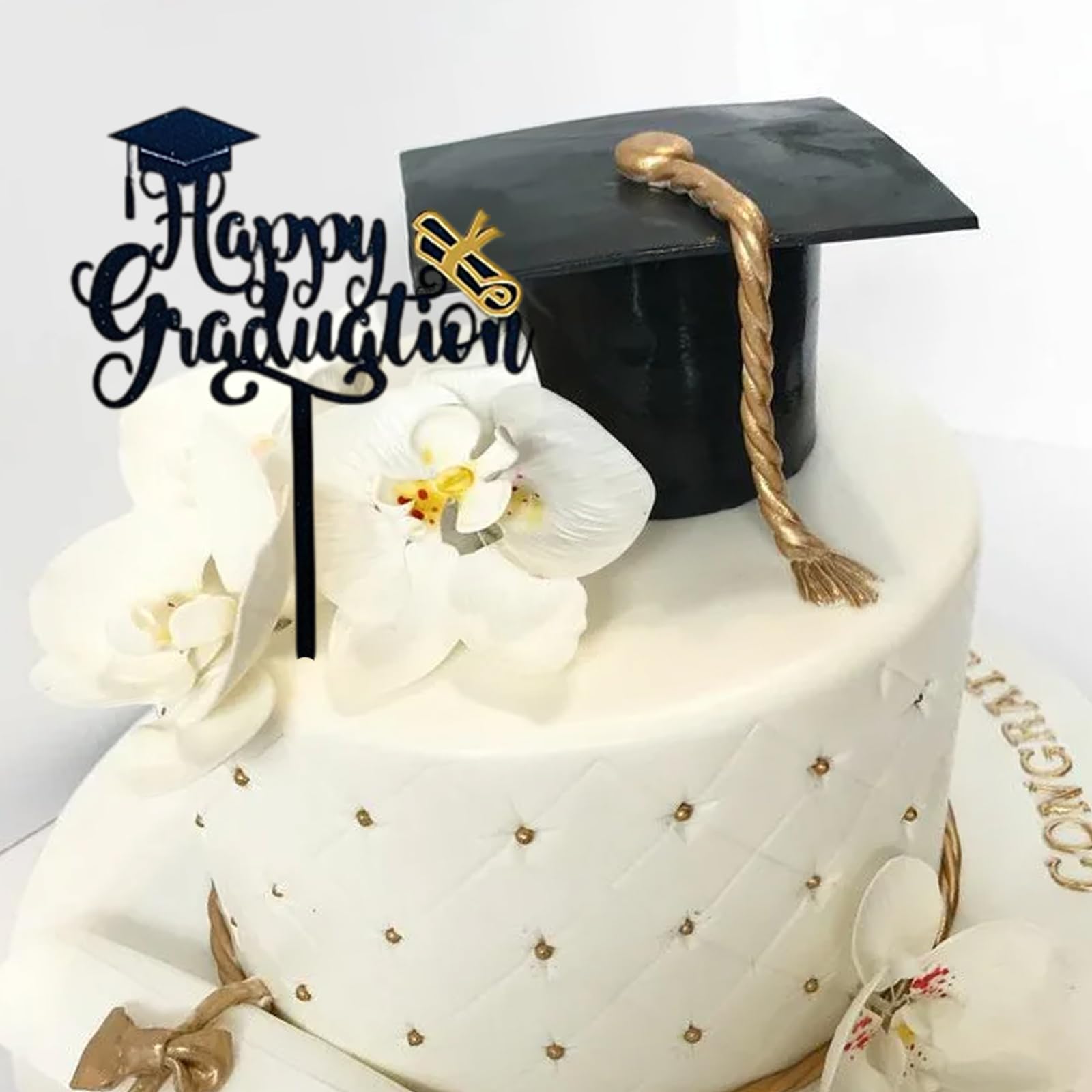 Class of 2026 Graduation Cake Toppers | Acrylic Cake Decor with Adjustable Centerpiece Sticks, High School & College Celebration Party Supplies