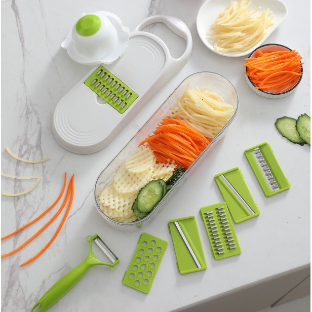 Multi-Functional Vegetable Chopper for Kitchen, Home Potato/Radish Shredder, 16-in-1 Dicing Slicing Shredding Tool