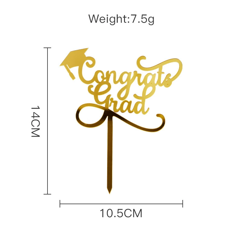 Graduation Cake Topper, UV Printed Acrylic Graduation Party Cake Decorations (Assorted Designs)
