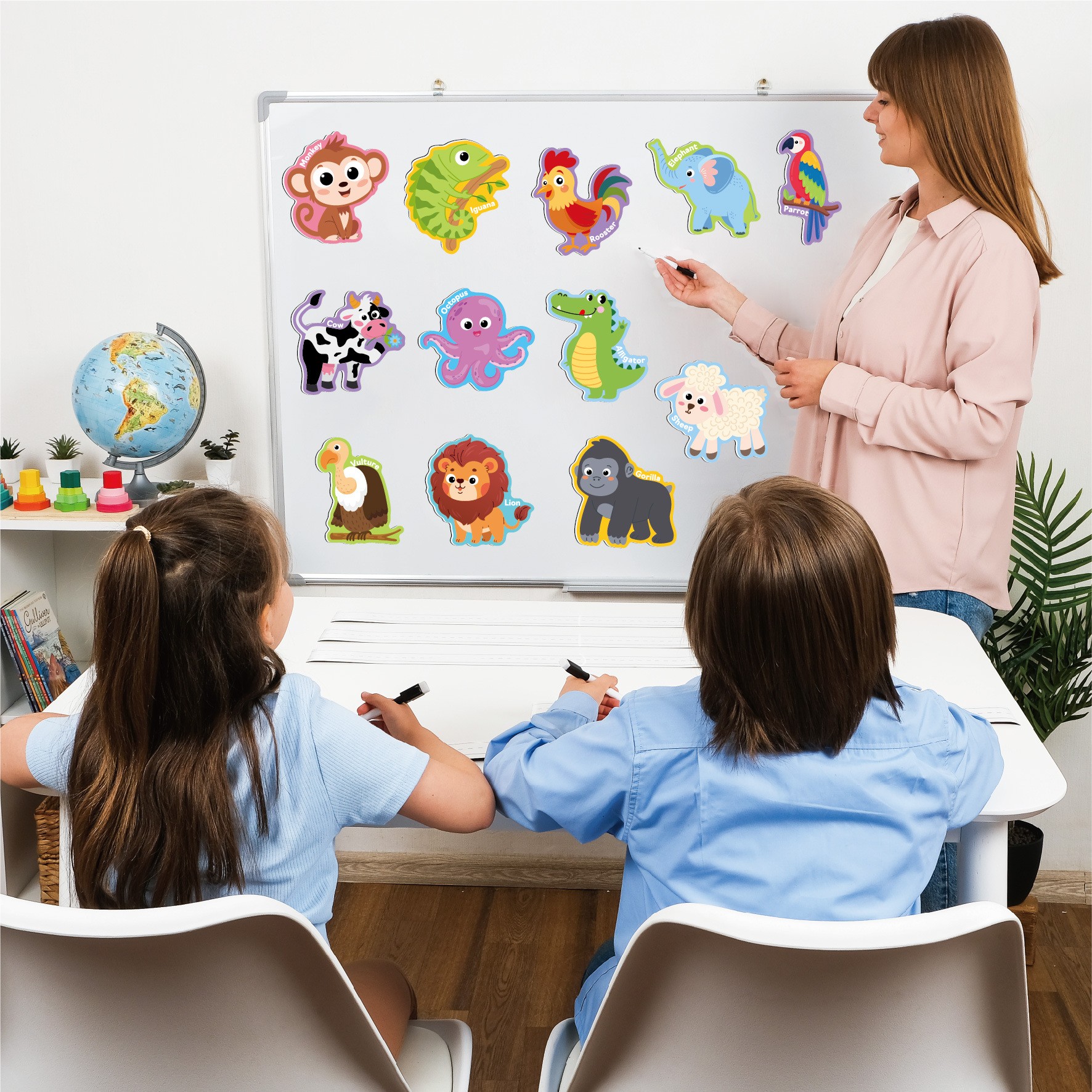 Educational Animal Fridge Magnets Set | Soft Flexible Magnets for Toddlers, Cute Zoo & Farm Animals for Playroom, Classroom & Refrigerator Fun