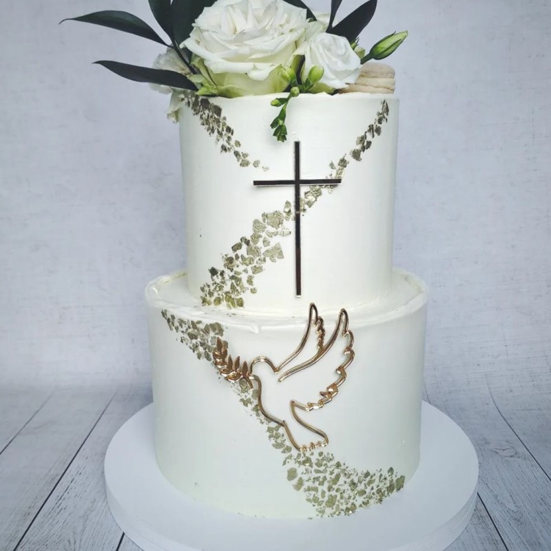 Acrylic Holy Communion Cake Topper, IHS Religious Cross Peace Dove Cake Decoration Picks