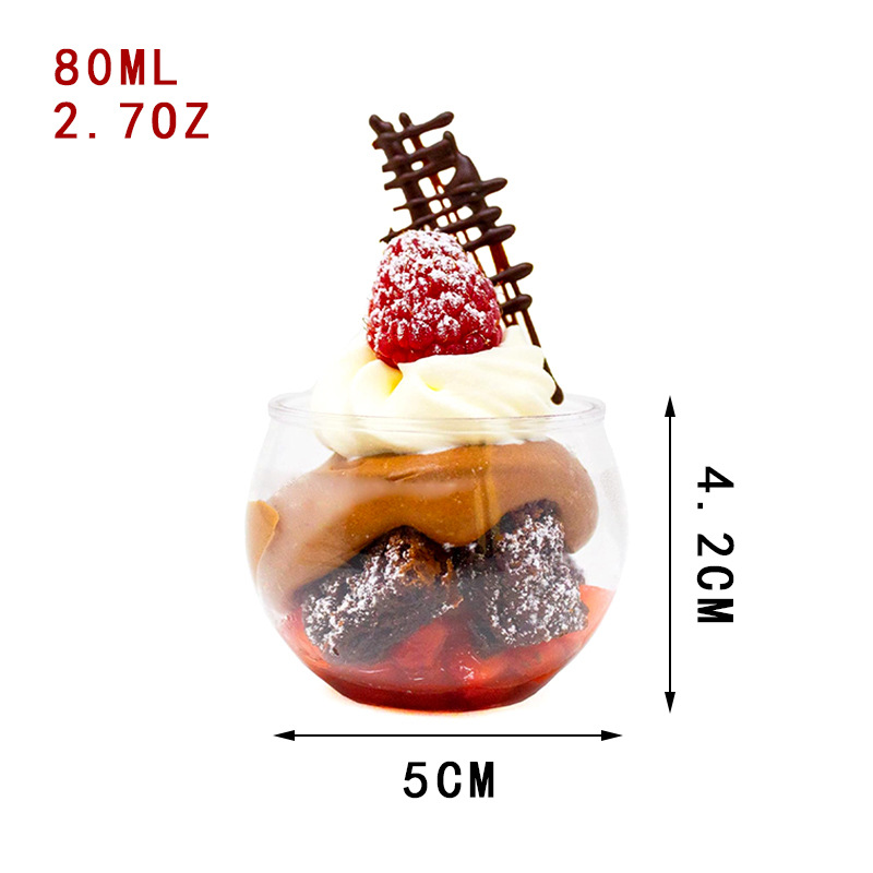 Disposable Plastic Trapezoidal Dessert Cups Gold Mousse Cup Ice Cream Cup Parfait Cup Chocolate Dessert Cup with Spoons