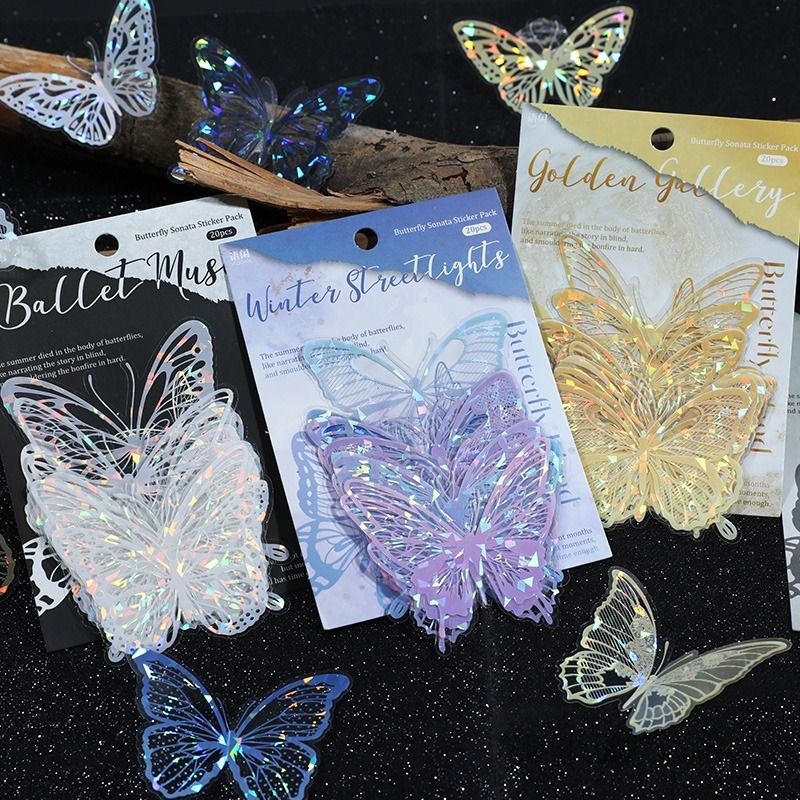 3D Hot Stamping PET Shell Gloss Butterfly Stickers - DIY Cake Decorations, Party Supplies & Cake Toppers for Butterfly Themed Events