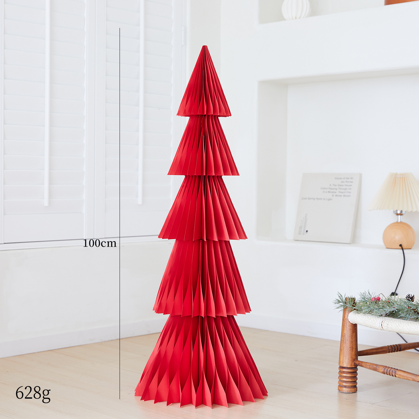 Foldable Honeycomb Paper Christmas Tree Set Multi-Size Accordion Folding Xmas Tree Minimalist Table Window Holiday Display Decor