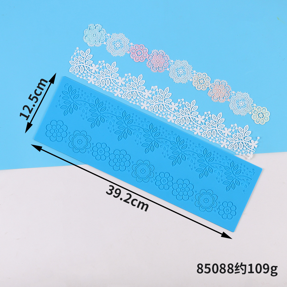 Lace Silicone Fondant Mold, Wedding Cake Border Decorating Tool, Hollow Pattern Chocolate Lace Mat for Dessert Edging